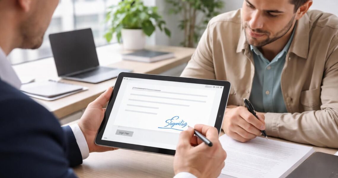 Location : faire signer bail et annexes sur tablette tactile Microsoft, workflow