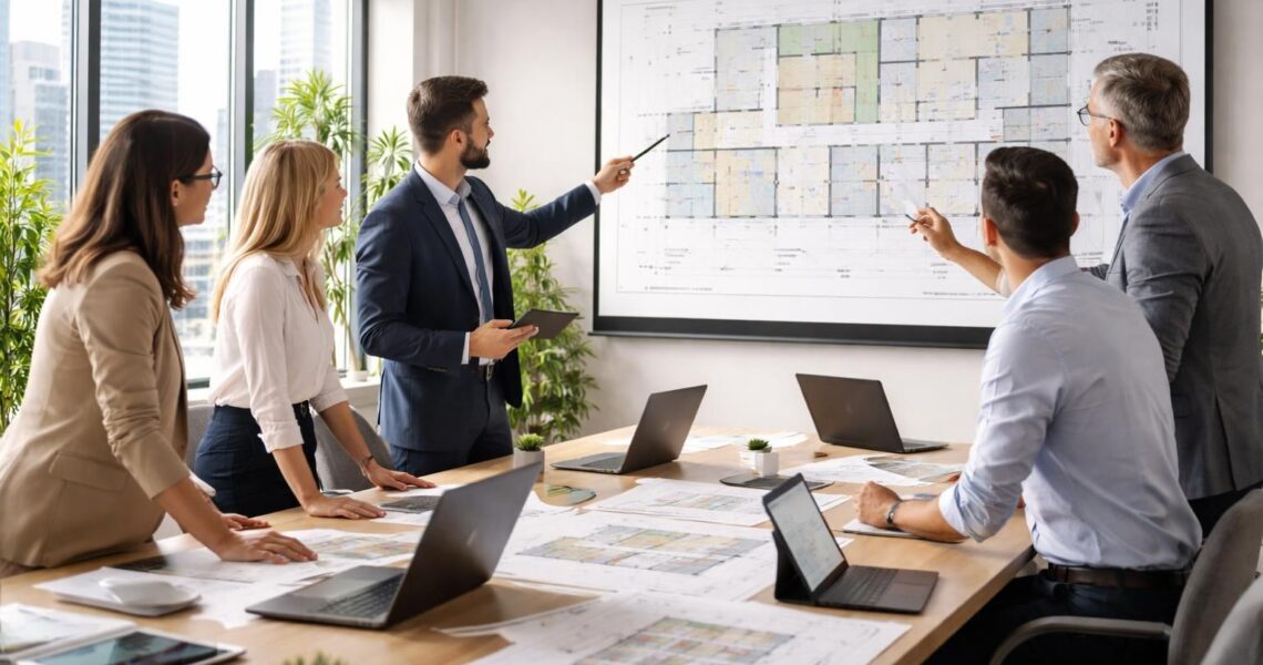 Bureaux : projeter plans d’aménagement sur écran de projection, pro