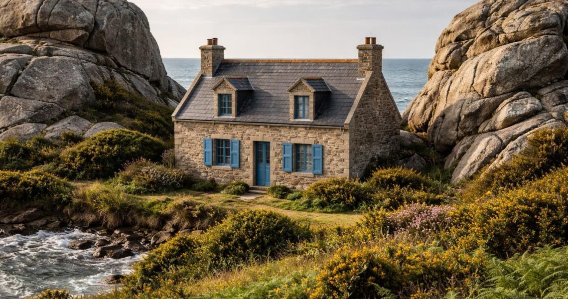 Les plus belles photos de maisons entre 2 rochers en Bretagne à découvrir