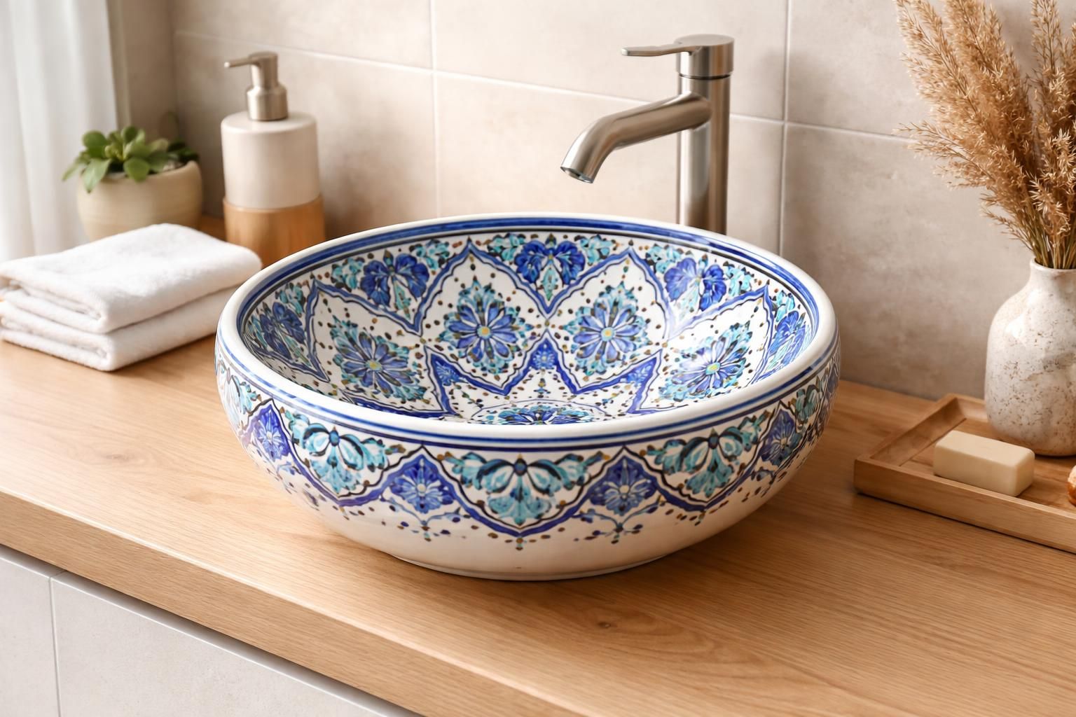 découvrez notre collection de vasques marocaines en céramique, alliant artisanat traditionnel et design élégant pour sublimer votre salle de bain.