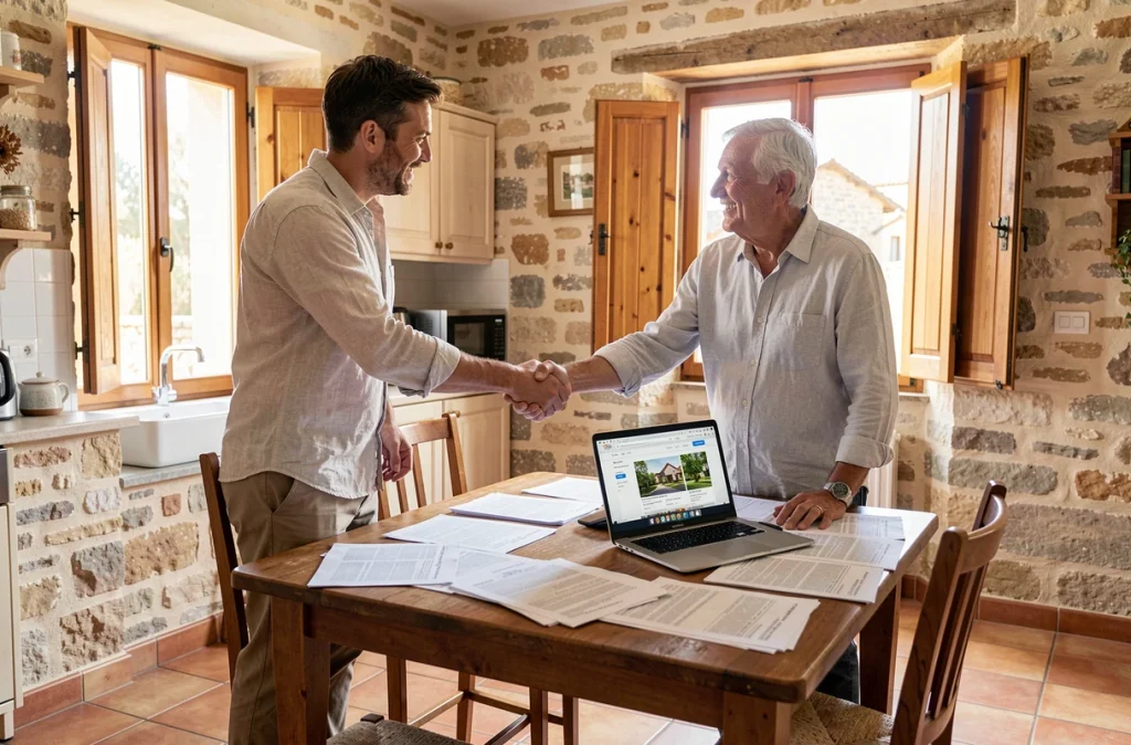 Signature d'un bail de location entre un locataire et un agent immobilier dans l'Aude