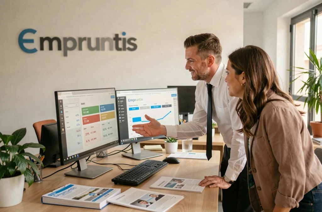 Conseiller Empruntis Marseille présentant une comparaison de taux de prêt immobilier à des clients