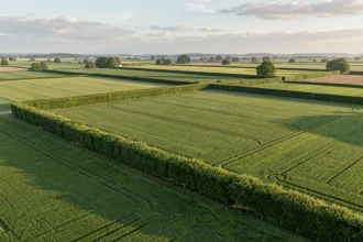 Parcelles de terres agricoles bordées de haies en Wallonie